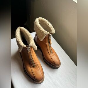 Sam Edelman Jacquie 2 Cuffed Zip Shearling-Lined Boots Size 5.5